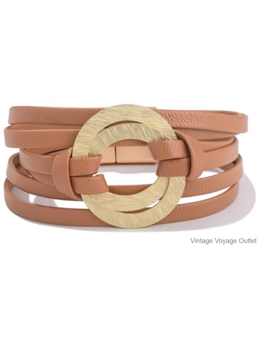 Leather Wrap Bracelet Stackable Layered Boho Magnetic Clasp Infinity Charm